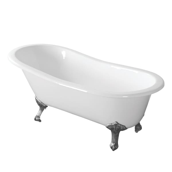Aqua Eden Clawfoot Bathtubs, 66.94 L, 30.69 W, White/Polished Chrome, Cast Iron VCTND673122ZB1 - main